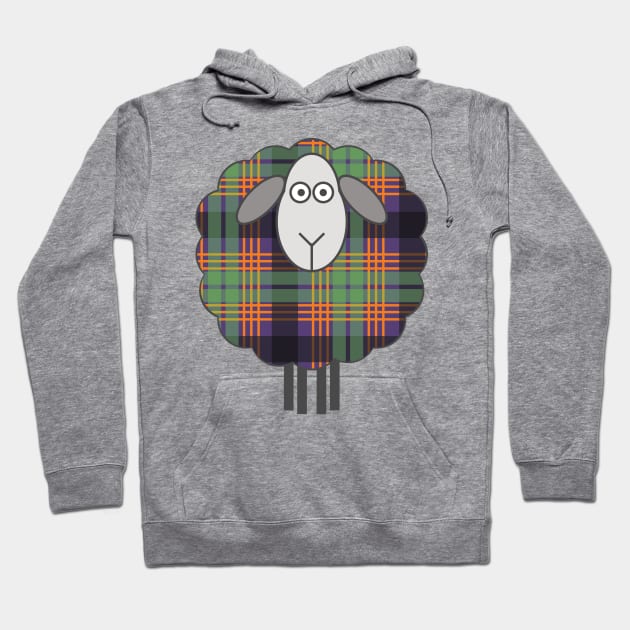 Scottish Halloween Coloured Tartan Patterned Sheep Hoodie by MacPean